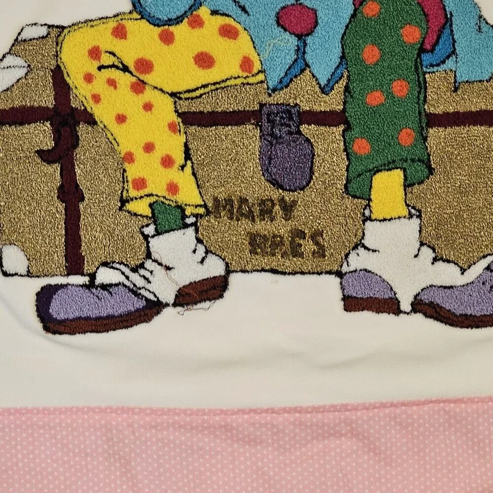Vintage 80s Clown‎ Kids Quilt Patchwork Applique 40x60 Baby Tummy Time Handmade
